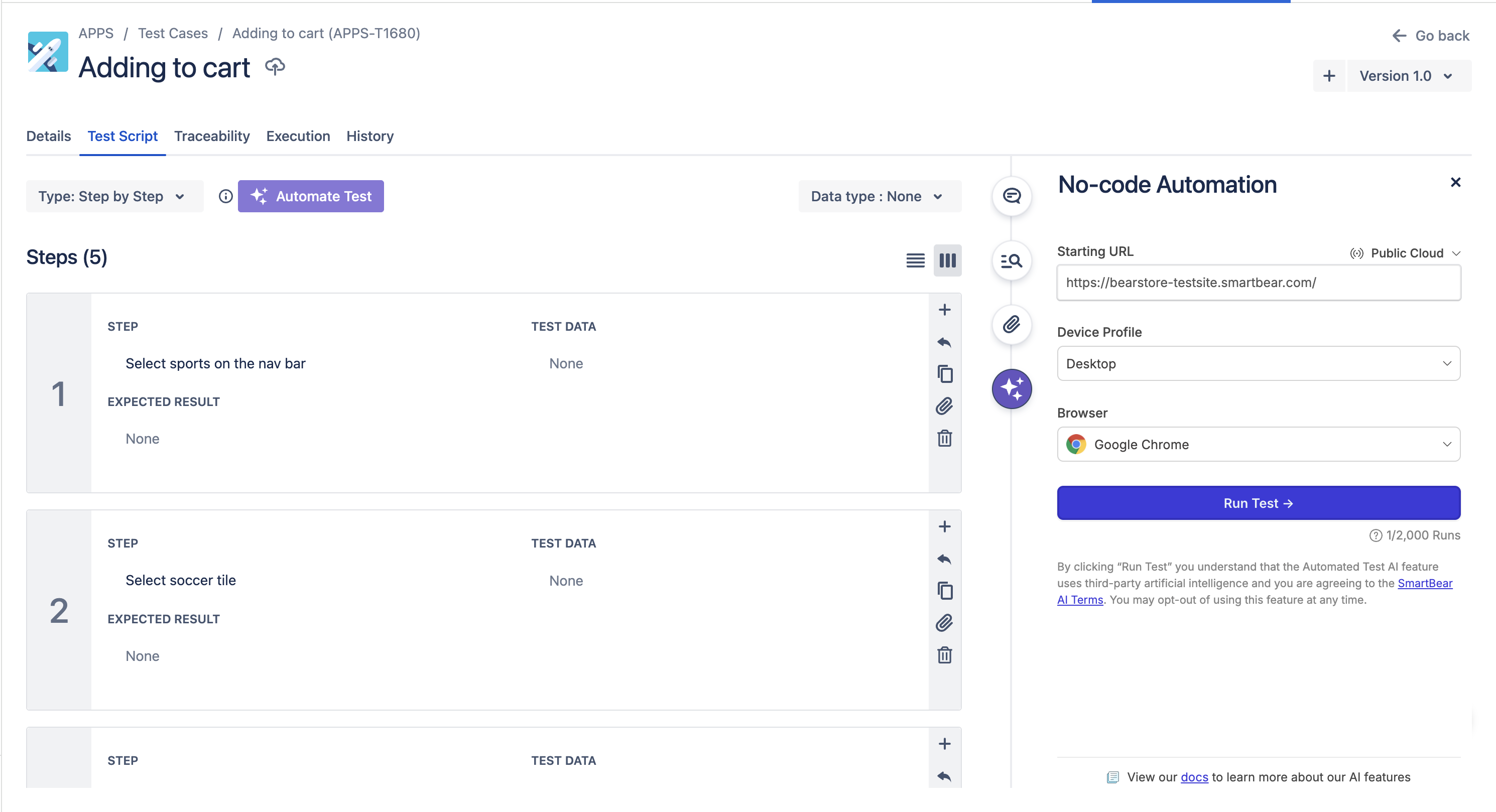 Configuring test options Configuring test options